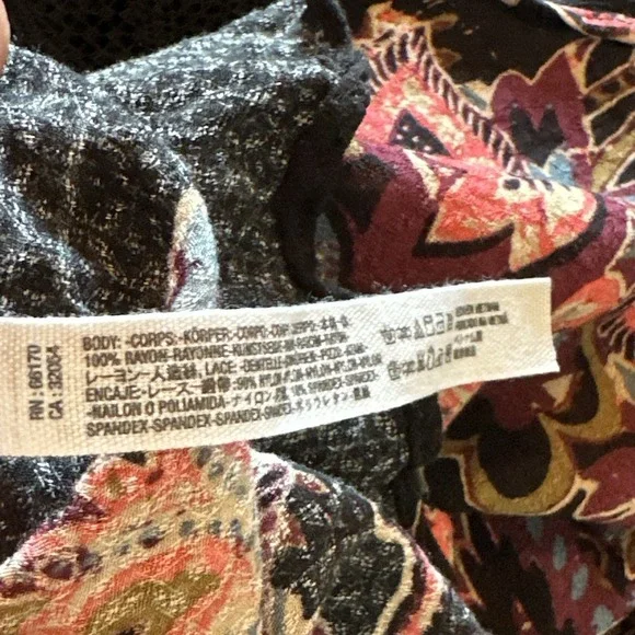 Free People Marsha Print Slip Dress Black High Neck Mini Lace And Keyhole Back L - Picture 9 of 16